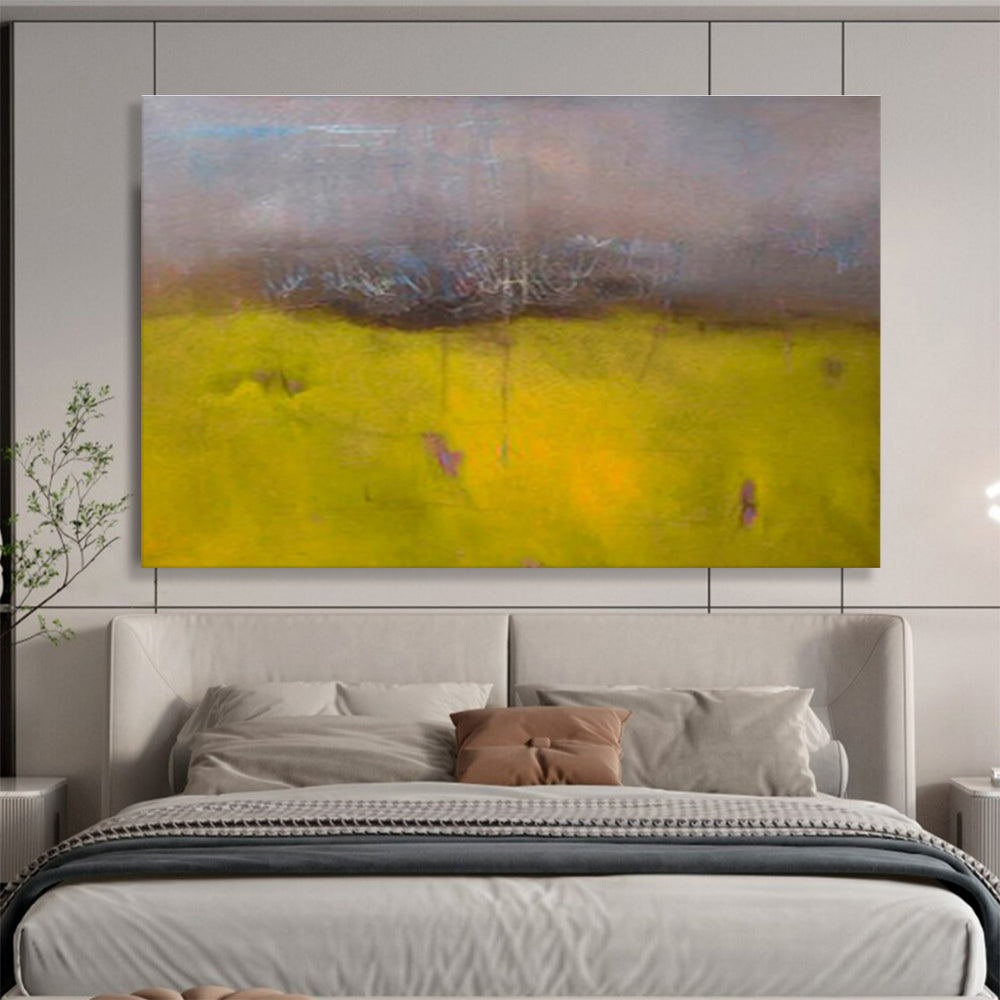 Bold Yellow - Purple Abstract - Contrasting Color Field Painting On Canvas DKS379