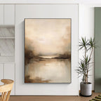 “Neutral - Toned Lake Abstract” - Impressionist Abstract Painting On Canvas PT1253