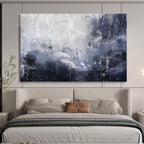 “Blue - Gray Abstract Waves” - Dynamic Textures “Stormy Surf” Painting On Canvas PT1671