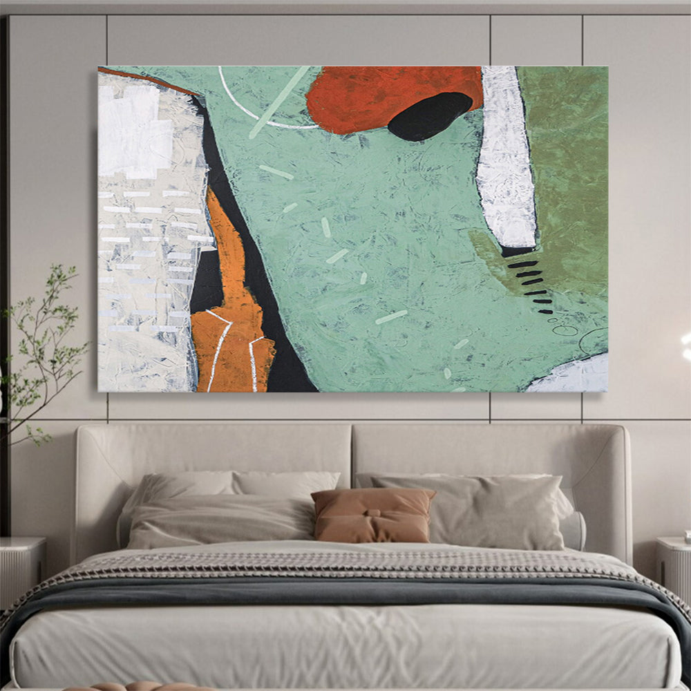 “Green and Orange Abstract Fusion” - Abstract Painting on Canvas DKS576
