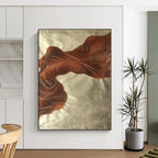 “Brown - Gold Abstract Flowing Ribbons” - Opulent Abstract Painting On Canvas PS0347
