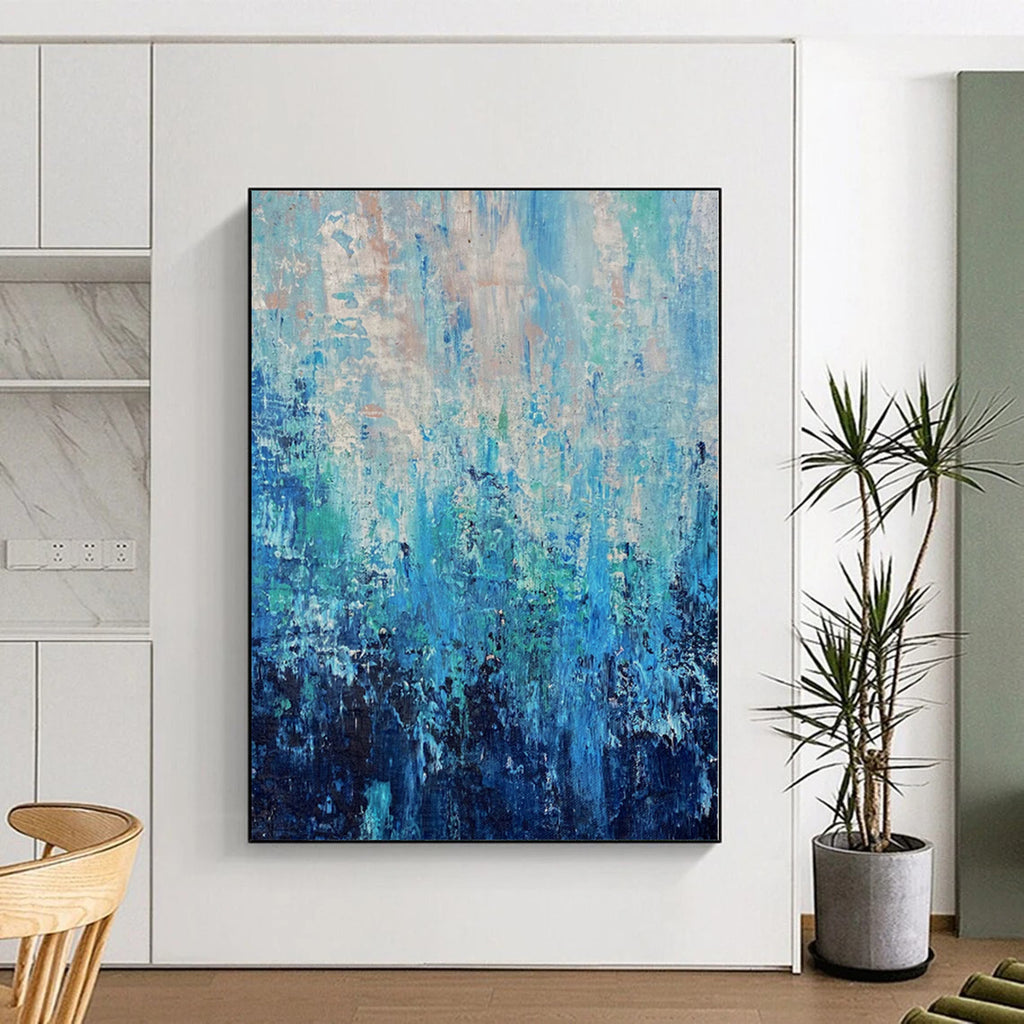 “Gradient Blue Abstract Depths” - Ocean - Inspired Abstract Painting On Canvas PS0045