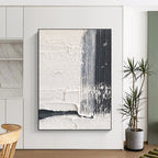 “White and Black Textured Edge” - Industrial - Minimalist Painting On Canvas DS366