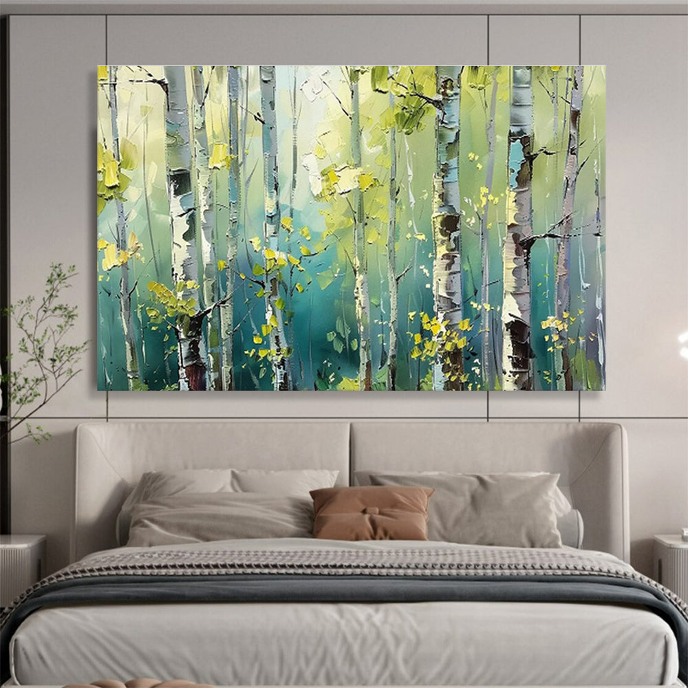 Aspen Glow - Forest Oil Painting, Fit for Reading Nook & Yoga Studio DKS670