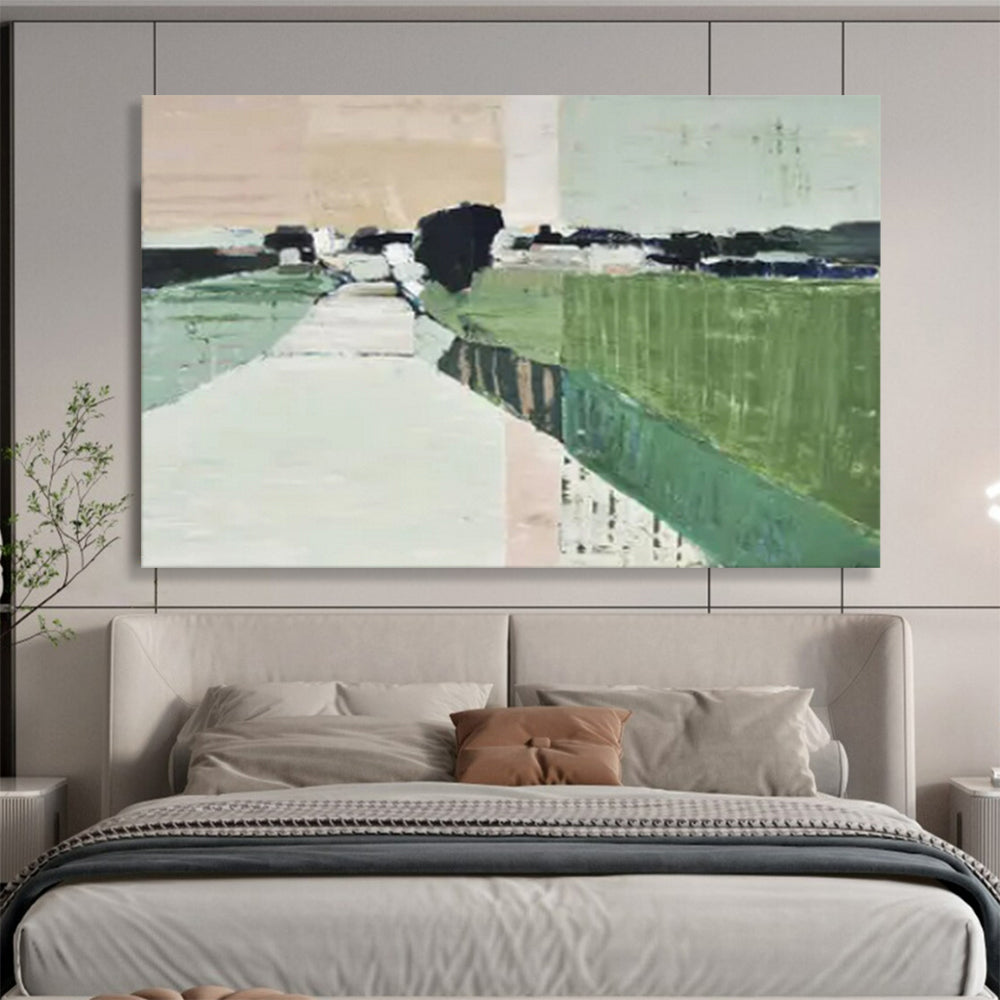 “Abstract Coastal Path” - Cool - Tones Landscape Painting On Canvas PT1541