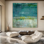 “Teal and Green Abstract Wash” - Subtle Abstract Painting On Canvas PS0182