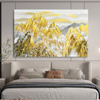 “Golden Mountain Peaks” - Traditional Chinese - Style Landscape Painting On Canvas PT1556