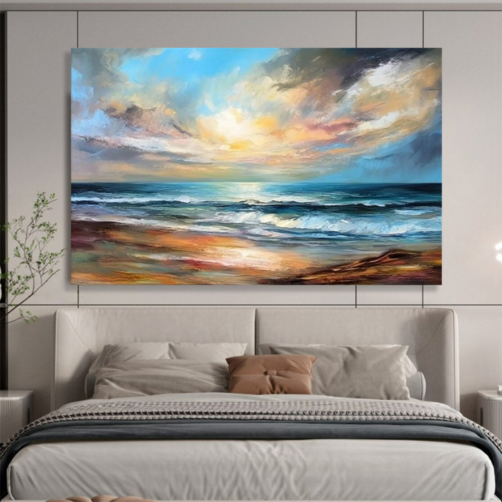 “Seaside Sunset Glow” - Oil Painting, Seascape PT1595