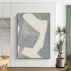 “Gray - White Minimalist Shapes” - Gray, White Minimalist Abstract Painting On Canvas PS0436