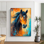 “Blue and Orange Horse” - Abstract Expressionist Painting On Canvas PT2210