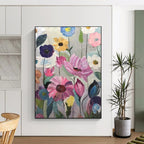 Vivid Flower Garden, Fauvist Blooms, Oil Painting On Canvas PT2097