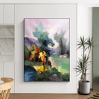 “Colorful Village Landscape” - Impressionist Landscape Painting On Canvas PT1289