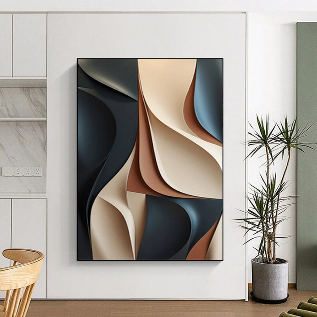 “3D Curved Paper Art” - Sculptural Abstract Painting On Canvas PT1023