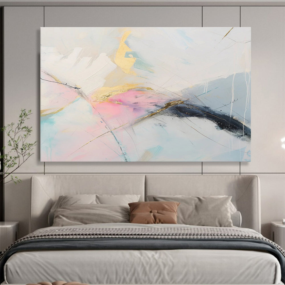 “Gilded Pastel Mix” - Luxe Abstract Painting On Canvas DKS479