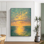 “Vibrant Sunset Sea with Sailboats” - Landscape Painting On Canvas PT2070