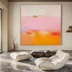 Soft Pink, Orange and Yellow with Gentle Blends "Sunset Whisper" Abstract Painting On Canvas PS1175