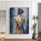 “Impasto Portrait of a Woman in Colorful Dress” - Impasto Figurative Painting On Canvas PT1909