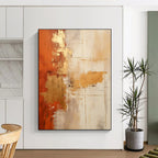 Orange, Gold & Grey Abstract Simplicity Painting On Canvas PS0818