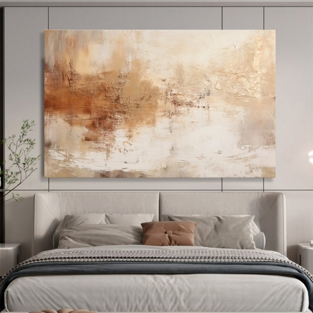 Warm Beige Abstract Textures - Expressive Abstract Painting On Canvas DKS330