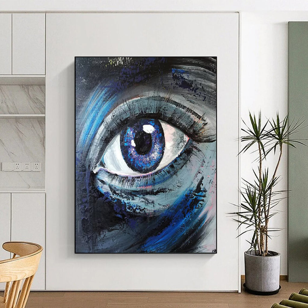 “Expressive Blue Eye Portrait” - Impressionistic Oil Painting On Canvas PT2187