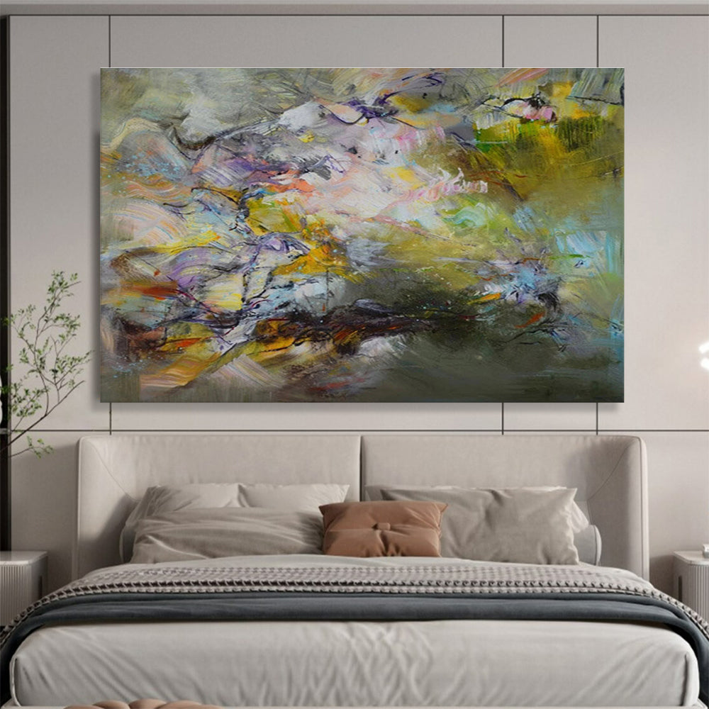 Color Swirl Abstract: Expressive & Colorful Painting for Bohemian Café & Art Studio Break Area DKS658