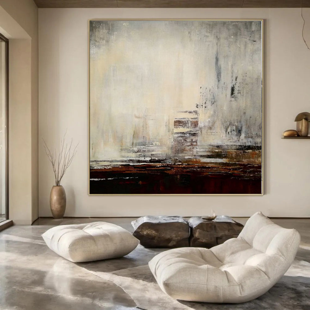 “Gray Cityscape Abstraction” - Urban Abstract Painting On Canvas PS0205