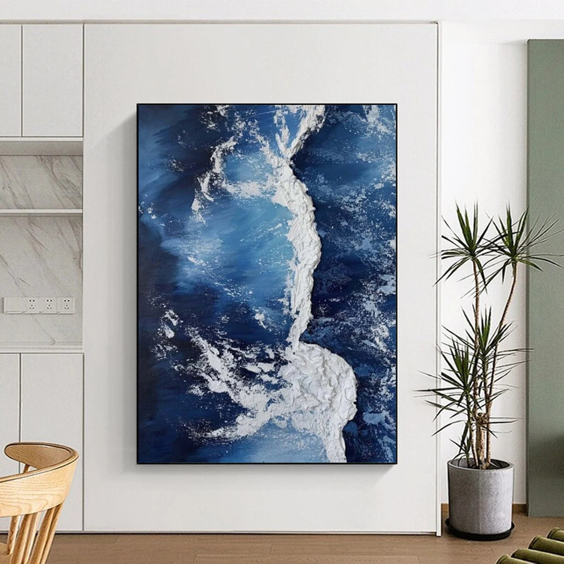 “Blue and White Ocean Swell” - Textured Seascape Painting On Canvas DS335