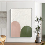 “Pink - Green Arch Textures” - Minimalist Abstract Painting On Canvas PT1175