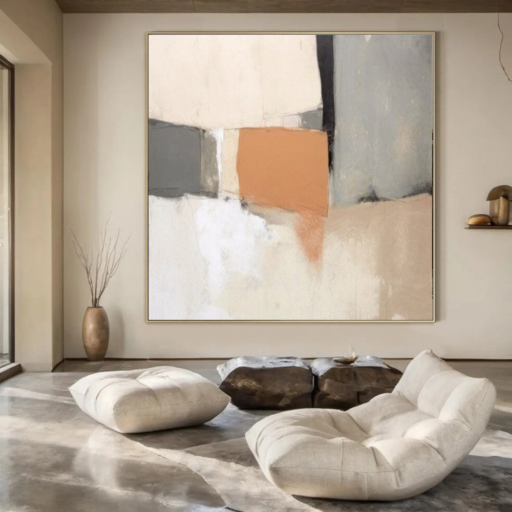 Muted Tones, "Soft Geometry" – Abstract Geometric Painting On Canvas PS1040