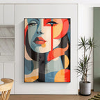 “Color - Blocked Abstract Face” - Modern Pop - Art Painting On Canvas PT2172