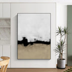 “Black - White - Beige: Minimalist Abstract” - Understated Modern Art On Canvas PT0965