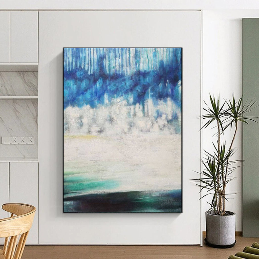 “Blue - White Abstract Forest” - Abstract Landscape Painting On Canvas PT1974