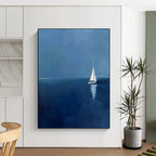 “Serene Sailboat at Sea” - Minimalist Landscape Painting On Canvas PT2230