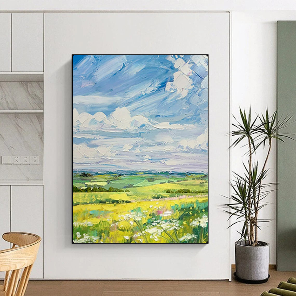 Sunny Meadows Impressionistic Landscape, Painting On Canvas PT2150