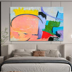 “Pastel and Bold Color Mix in Abstract Forms” Abstract Expressionist Painting On Canvas PT1810