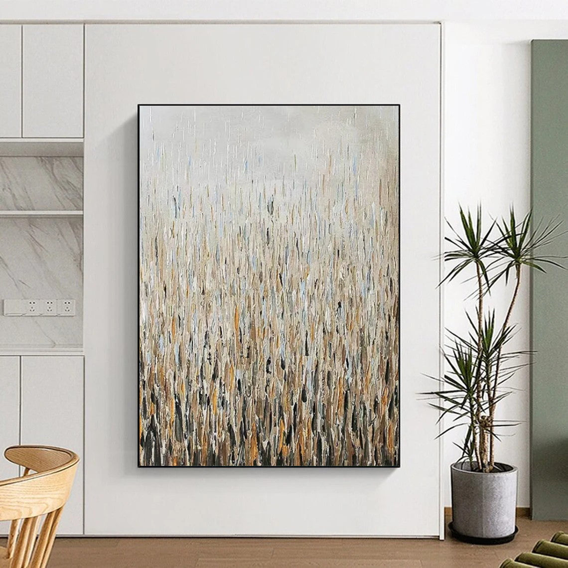 “Golden Grass Field” - Impressionist Landscape Painting On Canvas PT2295