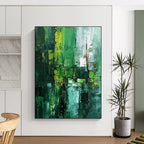 “Green - Blue Textured Abstraction” - Abstract Landscape Painting On Canvas DS012
