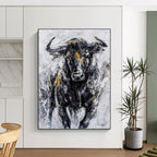 “Gilded Bull Portrait” Painting On Canvas PT1455