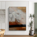 “Textured Wood Abstract” - White & Black on Brown Background Painting On Canvas DS185