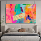 “Vibrant Color Collage” Mixed - Media Abstract Painting On Canvas DKS199