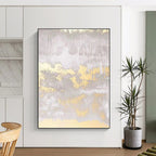 “Grey and Gold Swirls: Textured Abstract” - Luxe Modern Art On Canvas PT0951