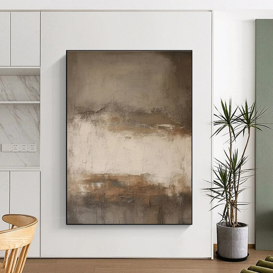 “Worn Neutral Layers” - Neutral Tones Abstract Minimalist Painting On Canvas PS0712