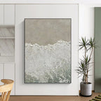 “Beige - White Coastal Shore” - Minimalist Beach Abstract Painting On Canvas PT1127