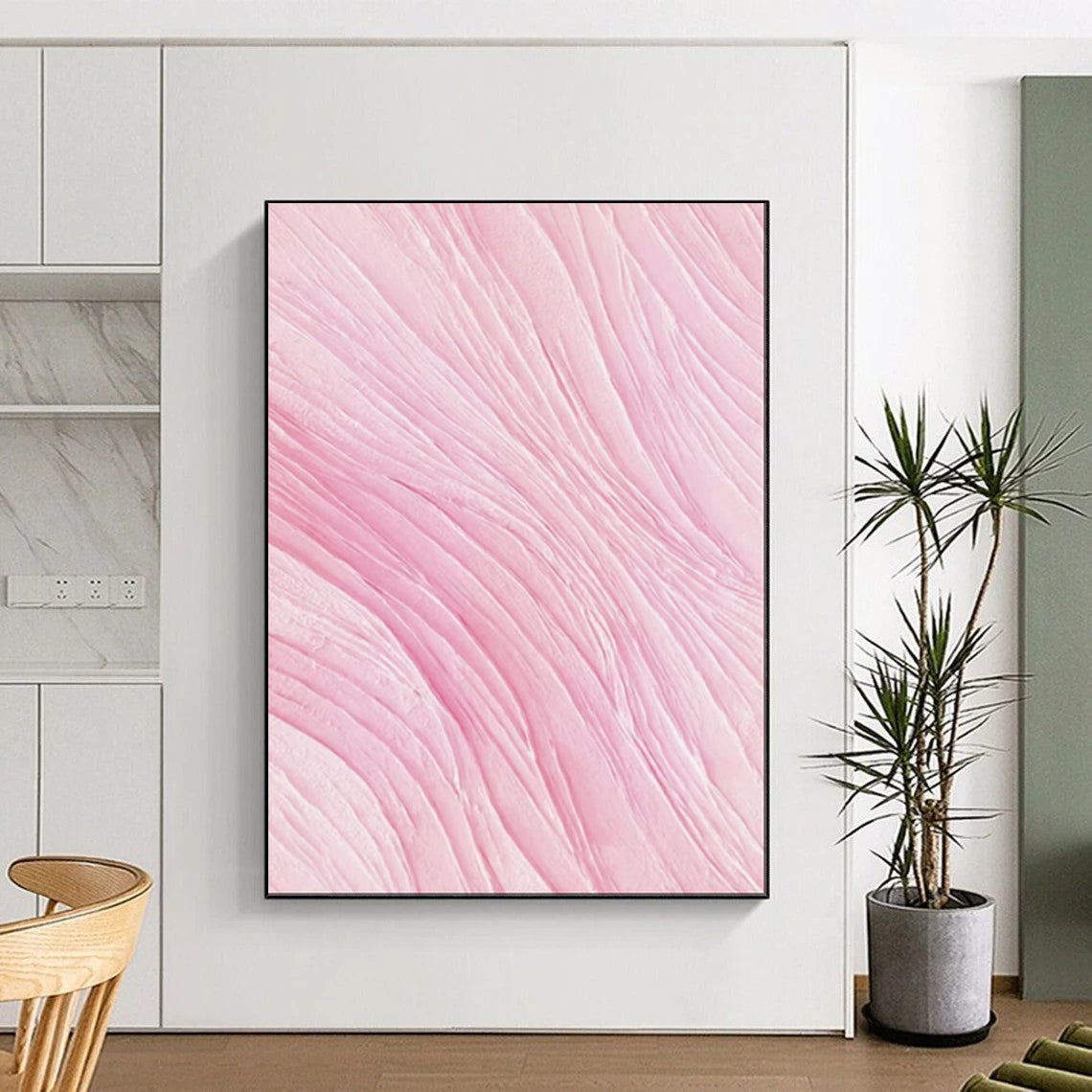“Pink Wave Texture” - Abstract Textured Painting On Canvas PT1979