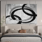 Monochrome Intertwined Rings Abstract Painting On Canvas DKS175
