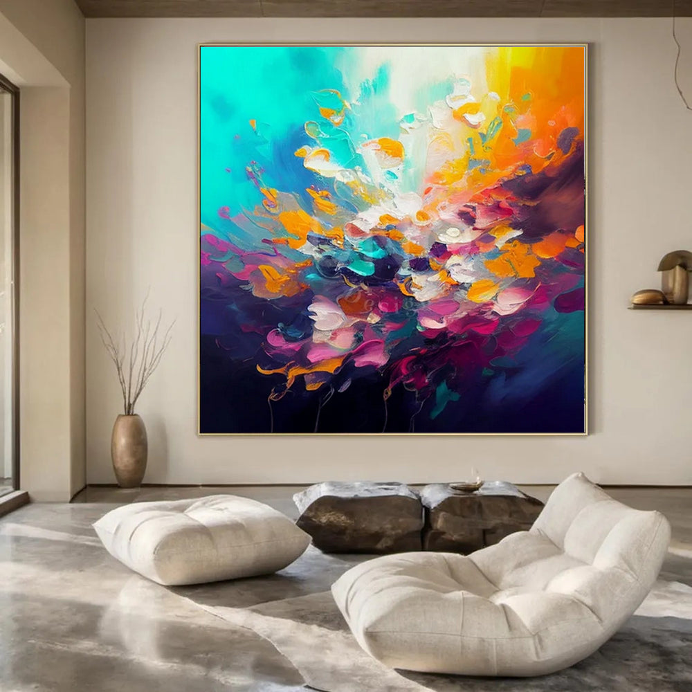 Explosive Color Burst, "Rainbow Eruption" – Abstract Expressionist Painting On Canvas PS0918