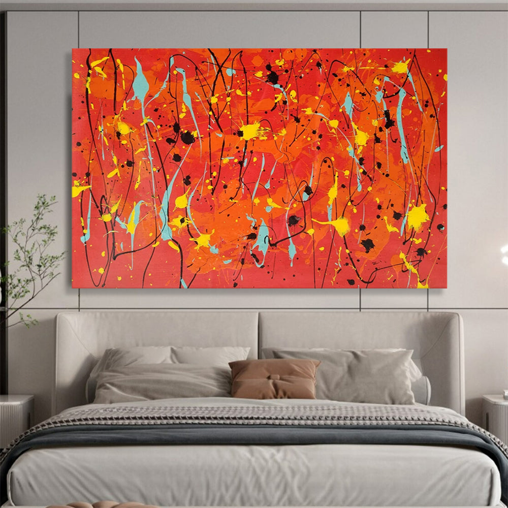 “Red - Yellow - Blue Drizzle” - Abstract Expressionist - Painting On Canvas PT1725