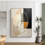 Black, White & Gold Abstract Circles Painting On Canvas PS0820