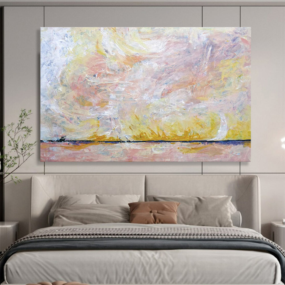 “Pastel Sky Abstract Landscape” - Abstract Painting On Canvas DKS564