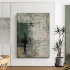 Green, Gray & Black Abstract Strokes "Urban Jungle" Painting On Canvas PS0859